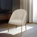 Ver imagem 5 de Banqueta Poltrona Lua Pé Metal Bouclê Ideal para Sala Penteadeira ou Salão:bege