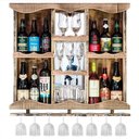 Ver imagem 1 de Barzinho Adega em Madeira com Espelho e Porta Taças- Rústico