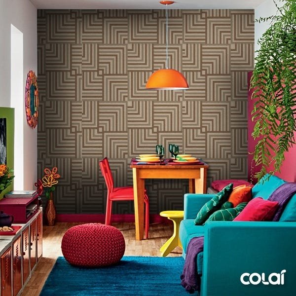 Papel De Parede Adesivo Lavável Arabesco Areal 18m - 5