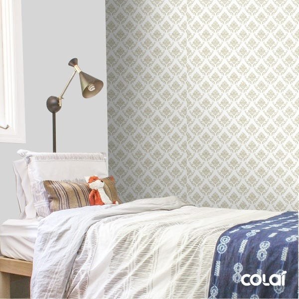Papel De Parede Adesivo Lavável Arabesco Dourado 18m - 3