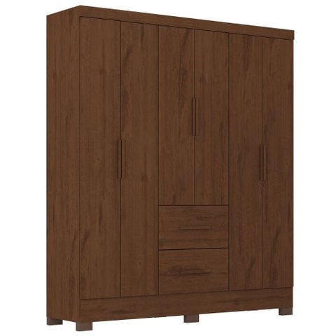 Guarda Roupa Casal 6 Portas 2 Gavetas Primor 181 cm Jacaranda Zanz