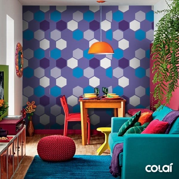 Papel De Parede Adesivo Lavável Hexágonos 18m - 5