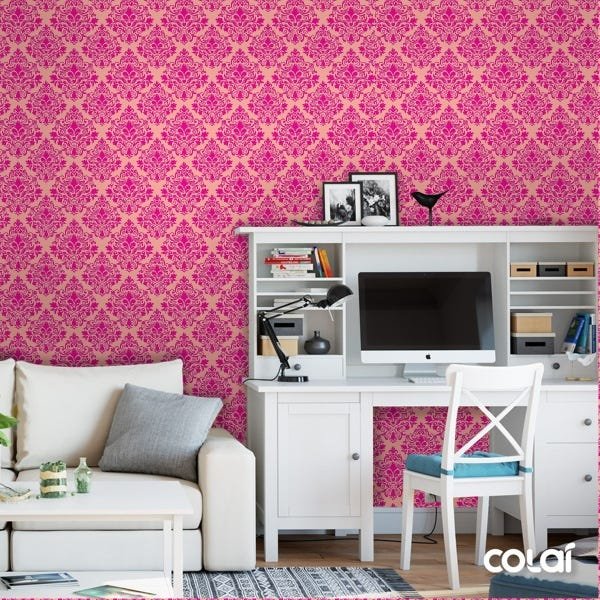 Papel De Parede Adesivo Lavável Abstrato Rosa 6m - 2
