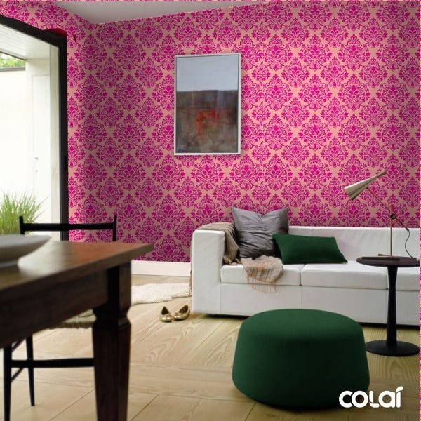Papel De Parede Adesivo Lavável Abstrato Rosa 6m - 4