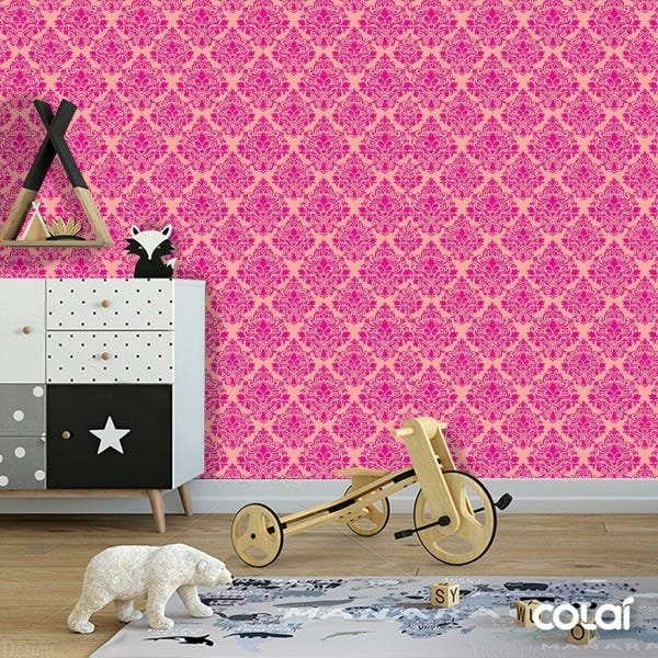 Papel De Parede Adesivo Lavável Abstrato Rosa 6m - 3