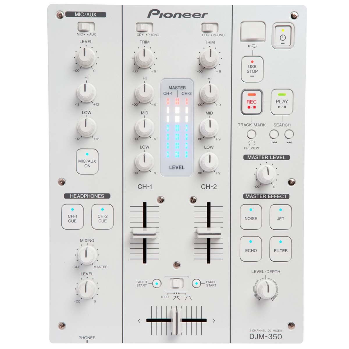 Mixer DJ 2 Canais c/ USB DJM350 Branco - Pioneer DJM-350-W
