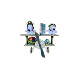Prateleira Infantil Avião Azul e Branco - Azul e Branco - 5