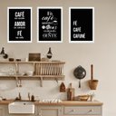 Ver imagem 2 de Kit 3 Quadros Cozinha Café com Fé 33x24cm - com Vidro:madeira Branca