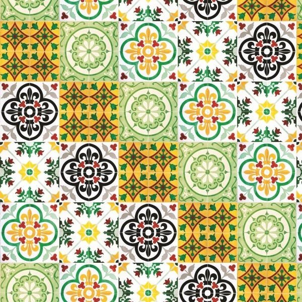 Papel de Parede Lavável Ladrilho Azulejo Portugues 9m - 1