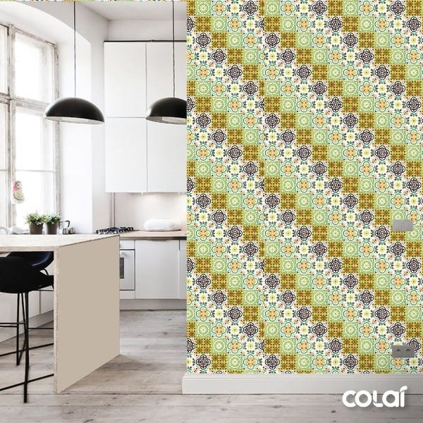 Papel de Parede Lavável Ladrilho Azulejo Portugues 9m - 3