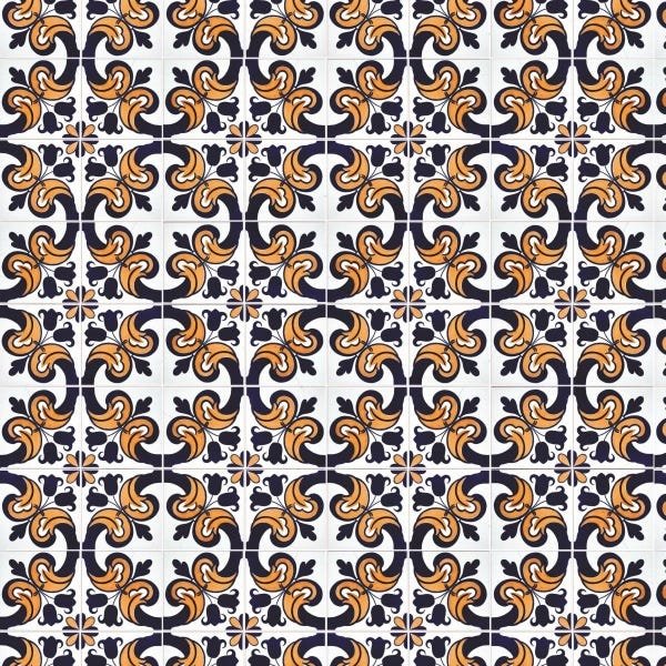 Papel de Parede Lavável Vidrado Português de Flores 6m - 1