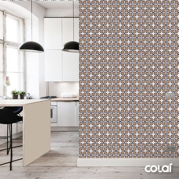 Papel de Parede Lavável Vidrado Português de Flores 6m - 3