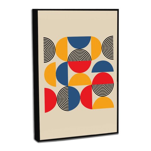 Quadro Decorativo Bauhaus Abstrato Moderno Ii com Moldura Filete