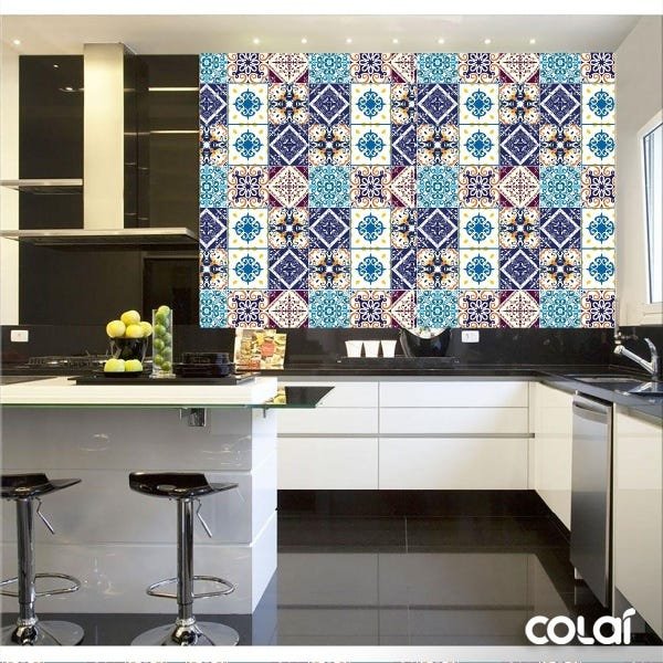 Papel de Parede Lavável Ladrilho Azulejo Português 6m - 2