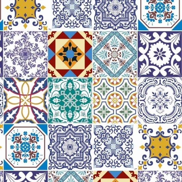 Papel de Parede Adesivo Lavável Azulejo Português 6m - 1