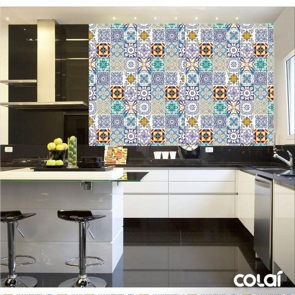 Papel de Parede Adesivo Lavável Azulejo Português 6m - 2