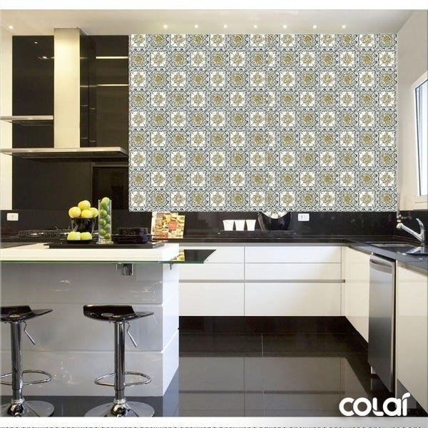 Papel de Parede Lavável Azulejo Português Verde 6m - 2