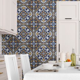Papel de Parede Lavável Azulejo Português Vintage Azul 3m - 7