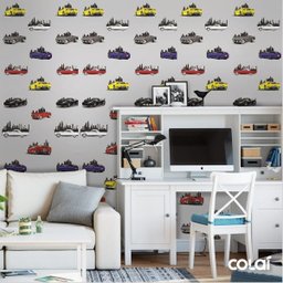 Papel de Parede Lavável Bolas Coloridas com Fundo Azul 3m - 2