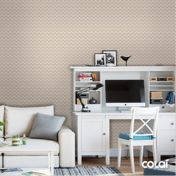 Papel De Parede Lavável Chevron Triangulares Marrom 18m - 4