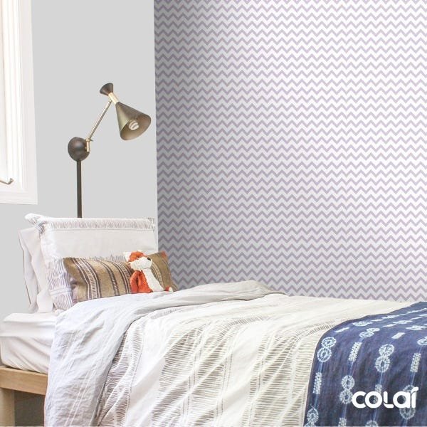 Papel De Parede Lavável Chevron Triangulares Roxas 18m - 3