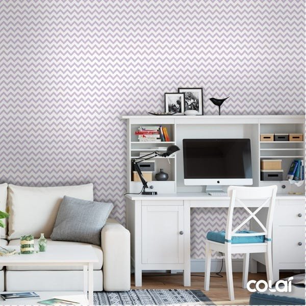 Papel De Parede Lavável Chevron Triangulares Roxas 18m - 4