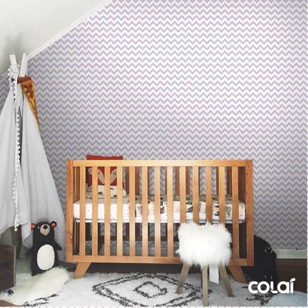 Papel De Parede Lavável Chevron Triangulares Roxas 18m - 5