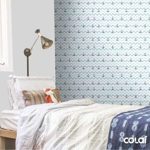 Papel De Parede Lavável Chevron Triangulares Com Âncoras 9m - 3
