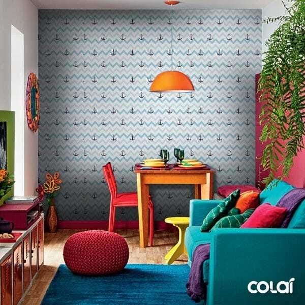 Papel De Parede Lavável Chevron Triangulares Com Âncoras 9m - 6