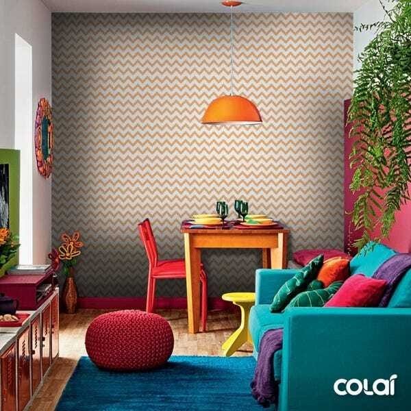 Papel De Parede Adesivo Lavável Laranja Clara 9m - 6