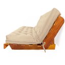 Ver imagem 3 de Sofá Cama Futon L Sarja Impermeável Bege em Madeira Nobre Maciça