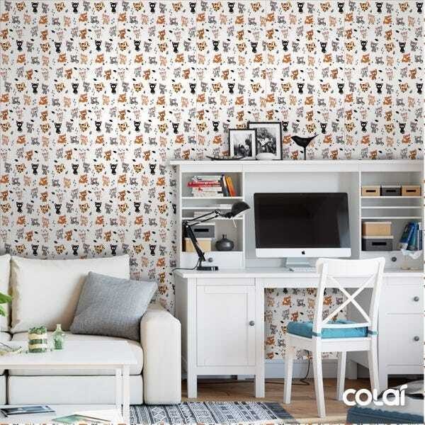 Papel De Parede Adesivo Lavável Gatos 15m - 2