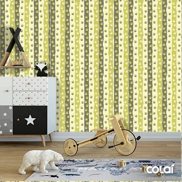 Papel De Parede Adesivo Lavável Pegadas De Pets 15m - 3