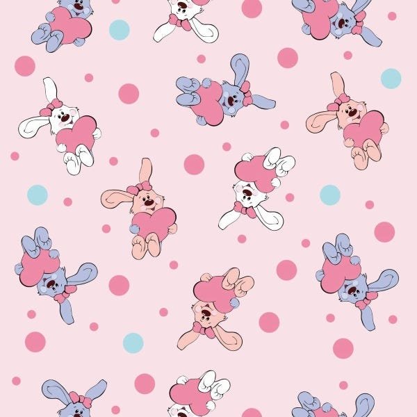 Papel De Parede Adesivo Lavável Coelho De Fundo Rosa 15m - 1