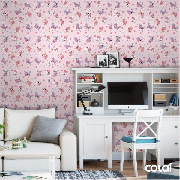 Papel De Parede Adesivo Lavável Coelho De Fundo Rosa 15m - 2