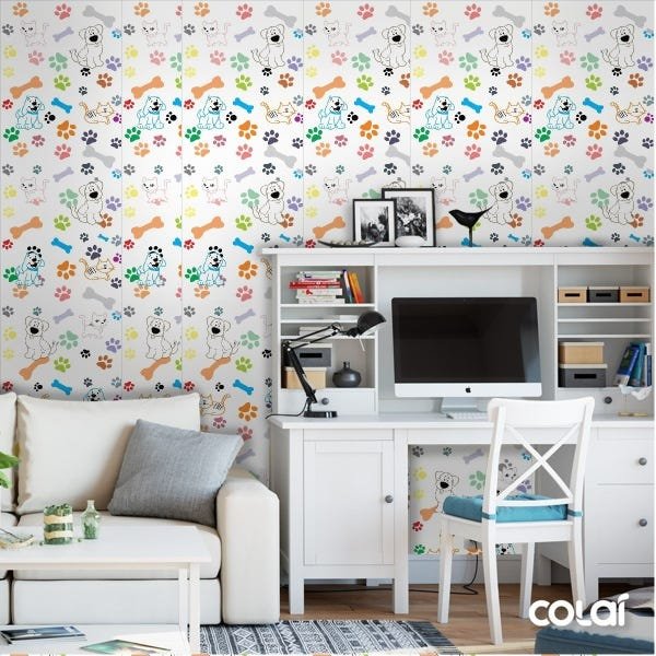 Papel De Parede Adesivo Lavável Cães E Gatos 15m - 2