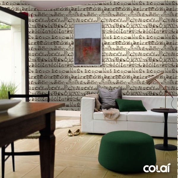 Papel De Parede Adesivo Lavável Prateleira Vintage 15m - 4