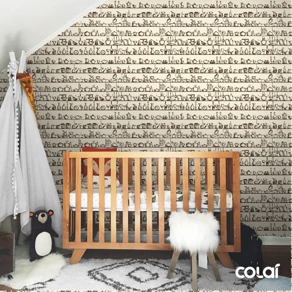 Papel De Parede Adesivo Lavável Prateleira Vintage 15m - 6