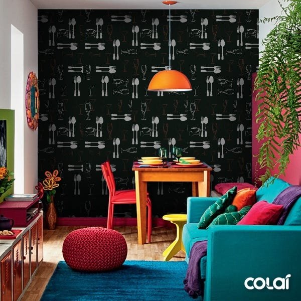 Papel De Parede Adesivo Lavável Mesa De Jantar 15m - 5