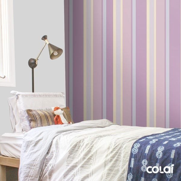 Papel De Parede Adesivo Lavável Listrado Rosa E Roxo 6m - 3