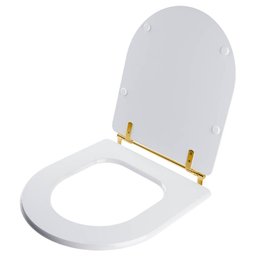 Assento Sanitário Calypso Branco para vaso Incepa Com Ferragem Dourada - 2