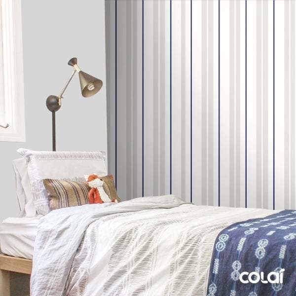 Papel De Parede Adesivo Lavável Listrado Azul E Silver 6m - 3