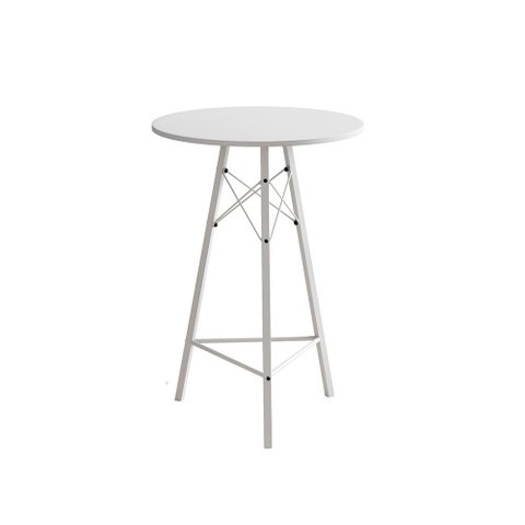 Mesa Bistrô Redonda Estrutura em Ferro Branco com Tampo Branco