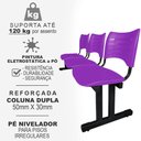 Ver imagem 3 de Longarina Cadeira 3 Lugares Iso Plástica Coluna Dupla Para Visita Sala Espera Consultório Roxa