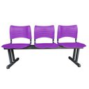 Ver imagem 2 de Longarina Cadeira 3 Lugares Iso Plástica Coluna Dupla Para Visita Sala Espera Consultório Roxa