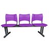 Longarina Cadeira 3 Lugares Iso Plástica Coluna Dupla Para Visita Sala Espera Consultório Roxa - 2