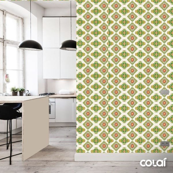 Papel de Parede Lavável Vidrado Português Vintage 3m - 3