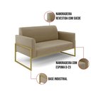 Ver imagem 5 de Sofá Namoradeira com Poltrona Base Industrial Alta Dourado Marisa Suede Marrom Rato D03 - D\'rossi