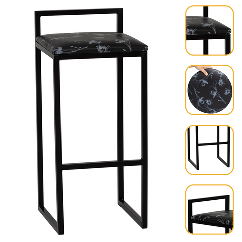 Banqueta Quadrada Preta para Balcão Ilha Cozinha Gourmet Bancada Piscina Bares Àrea de Lazer