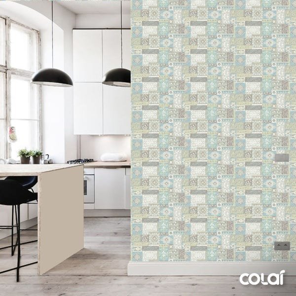 Papel de Parede Lavável Vidrado Português Antigo 18m - 3